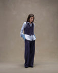 WD5-3779 Gilet Gessato Navy Woman