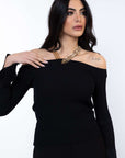S4-MGE03 Maglia Catena Cut Out Nera