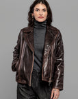 DW5-CYGNI Giubbotto in Pelle Dark Brown Woman