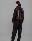 DW5-CYGNI Giubbotto in Pelle Dark Brown Woman