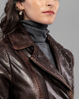 DW5-CYGNI Giubbotto in Pelle Dark Brown Woman