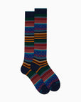 Calze Lunghe Mix Righe e Pois Royal/Curry Man