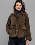 DW5-GLAMIS Giubbotto Burned Suede Verde Alga Woman