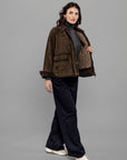 DW5-GLAMIS Giubbotto Burned Suede Verde Alga Woman