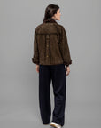 DW5-GLAMIS Giubbotto Burned Suede Verde Alga Woman