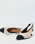 S5-76535 Slingback Tessuto Crema Nero