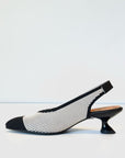 S5-76535 Slingback Tessuto Crema Nero
