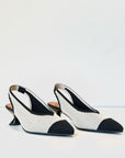 S5-76535 Slingback Tessuto Crema Nero