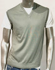 S5-2110 Gilet Scollo V Rasato Salvia Man