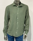 US5- Camicia Pierce Riviera Lino Green Tea Man