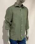 US5- Camicia Pierce Riviera Lino Green Tea Man