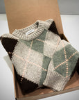 W5-96 Maglia Girocollo Jacquard Rombi Salvia Man