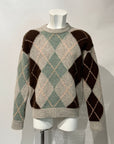 W5-96 Maglia Girocollo Jacquard Rombi Salvia Man