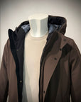 W4-4015 FROST Giaccone Softshell Lungo Cappuccio Moro Man