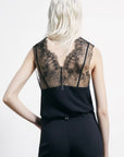 S6-8C0865 Top con Dettagli in Pizzo Nero
