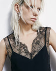 S6-8C0865 Top con Dettagli in Pizzo Nero