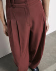 S6-8P0794 Pantalone Palazzo con Pinces Hot Brown
