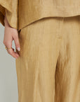S5-DP9819 Pantalone Palazzo in Lino Satinato Sabbia