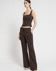 S5-DP9812 Pantalone Palazzo in Lino Cioccolato