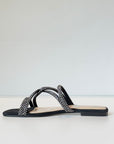 S5-8287 Ciabattina Nodo Strass Nero