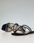 S5-8287 Ciabattina Nodo Strass Nero