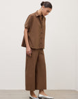 S6-DP9741-2 Pantalone Cotone Cropped Cioccolata