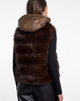 W6-SAMAR Gilet Ecopelliccia Dark Brown