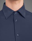 US4-253 Camicia Oxford Jacquard Blu Man