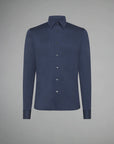 US4-253 Camicia Oxford Jacquard Blu Man