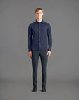 US4-253 Camicia Oxford Jacquard Blu Man