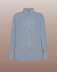 DW4-807 Camicia Oxford Jacquard Boyfriend Dark Blue Woman
