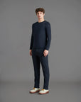 UW3-070 T-Shirt Oxford Manica Lunga Blue/Black Man