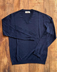 W3-073 Maglia Scollo V Merino 23 Blu Man
