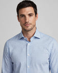 W6-UTHCUR Camicia Regular Microfantasia Azzurro Man