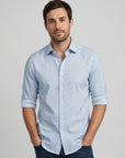 W6-UTHCUR Camicia Regular Microfantasia Azzurro Man