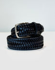 Cintura In Pelle Intrecciata Cerata Blu