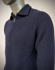 W6-0248 Polo Zip Costa Inglese Blu23 Man