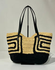 S6-2B0130 Borsa Shopping Rafia Black-Natural