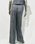 SD5-3487 Pantalone Coulisse Gessato Blu Woman
