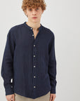 US4- Camicia Corey Riviera Lino Blue Navy Man