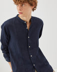 US4- Camicia Corey Riviera Lino Blue Navy Man