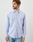 US4- Camicia Martin Oxford Stripes Bianco/Azzurro Man