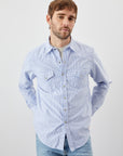 US4- Camicia Martin Oxford Stripes Bianco/Azzurro Man