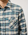 UW6-WESTERN Camicia Check Washed Ecru/Grey Man