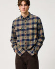 UW6-WORK Camicia Check Washed Blue/Yellow Man