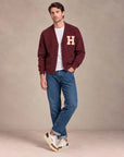 W6-IVY VARSITY WOOL HARVARD Cardigan Burgundy Man