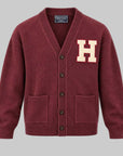 W6-IVY VARSITY WOOL HARVARD Cardigan Burgundy Man