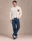 W6-IVY VARSITY WOOL HARVARD Cardigan Cream Man