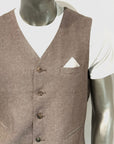 S5-1442 Gilet Lino E Cotone Coffe Brown Man