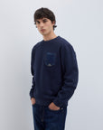 UW4- CREW Felpa Pocket Girocollo Navy/Denim Man